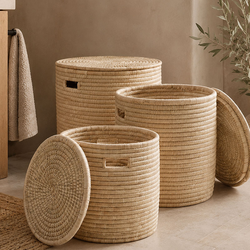 Jody Laundry Baskets (Single Weave) with Lid