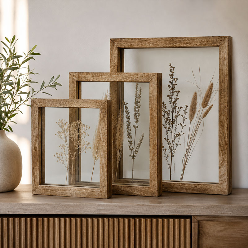Asaru Double Glass Mango Wood Frames